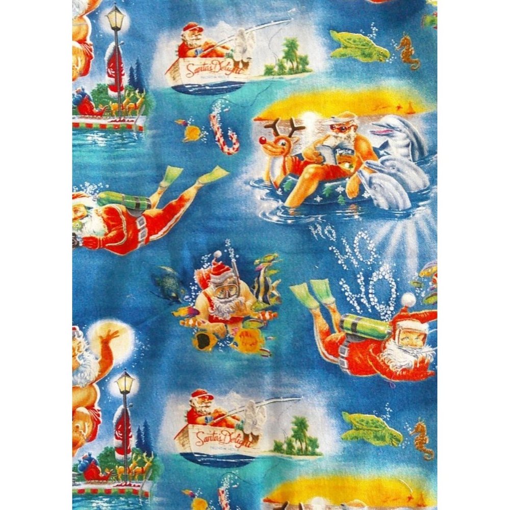 Santa on Vacation Fabric * .50 yard * Sewing * Quilting * Blankets * F210 al